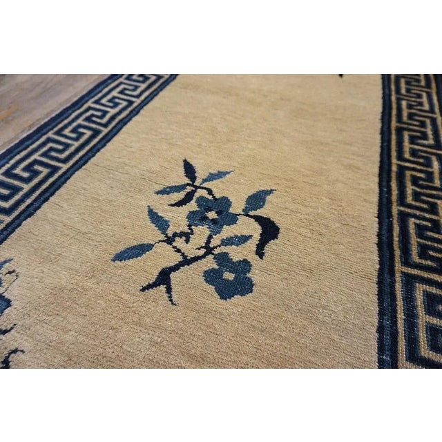 1900s Beige Medallion Floral Antique Chinese Peking Rug 2' 3''x 13' 6 Knotted Wool Carpet For Sale In New York - Image 6 of 12