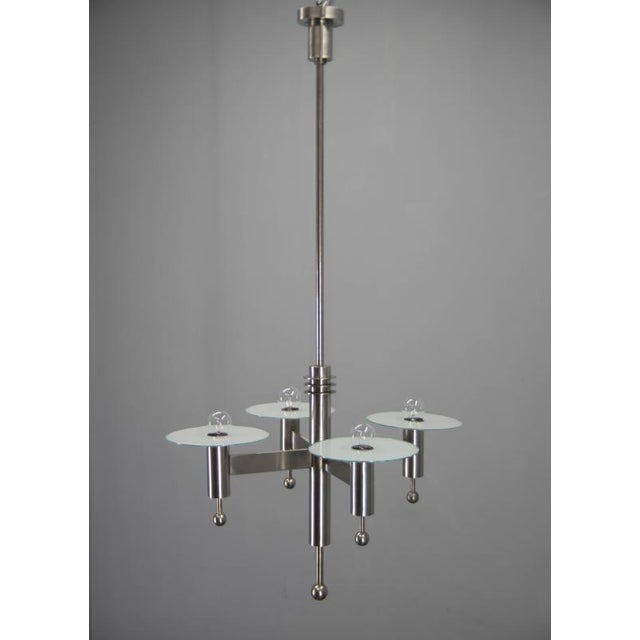 Vintage Nickel-Plated Chandelier, 1920s For Sale - Image 3 of 14