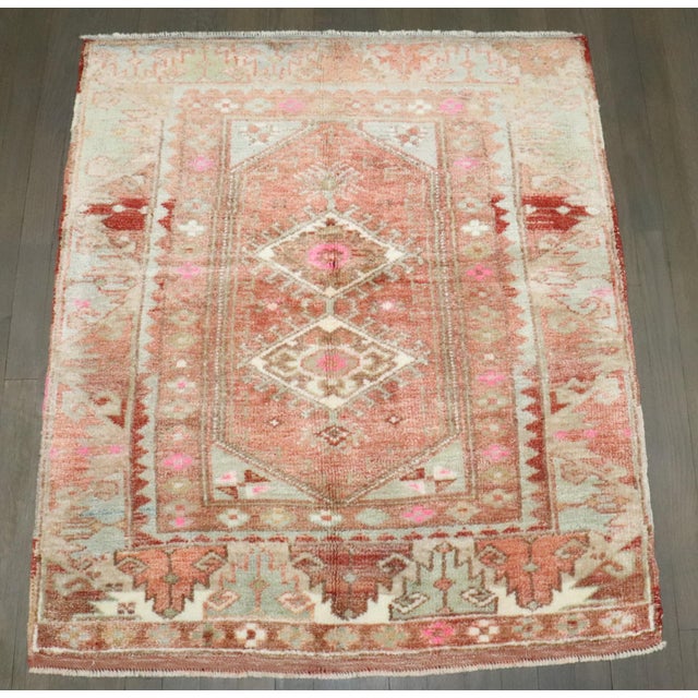 Mid 20th Century Vintage Turkish Anatolian Small Square Rug - 3'3" x 3'9" For Sale - Image 5 of 5