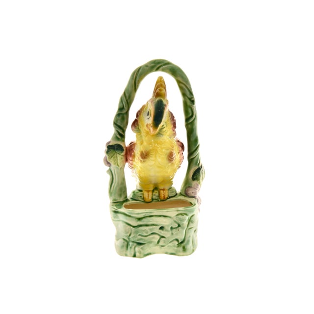 Boho Chic Hand Painted Ceramic Parrot Planter For Sale - Image 3 of 6