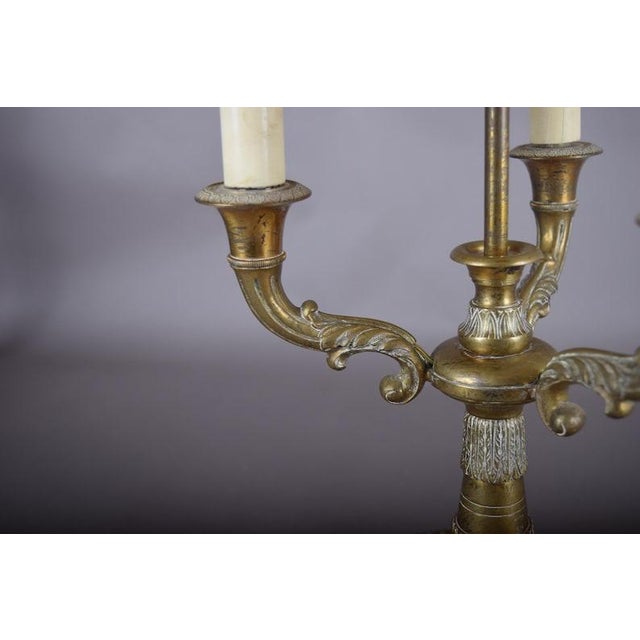 Antique Brass Bouillotte Lamp, Three-Arm Candelabra Form — French, 19th Century For Sale - Image 6 of 13