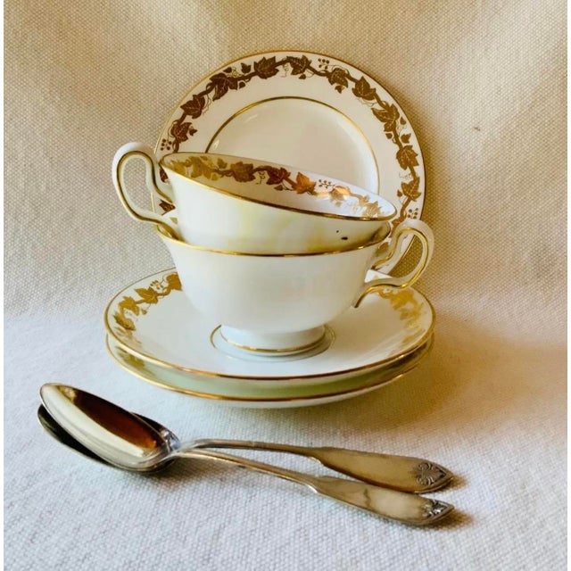 1950s Wedgwood Whitehall Gold Ivy Bone China Tea Set, 10-Piece For Sale - Image 11 of 18