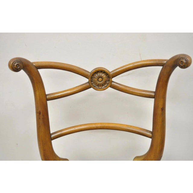 Early 20th Century Vintage Italian Biedermeier Saber Leg Accent Side Chair With Needlepoint Seat For Sale - Image 11 of 12