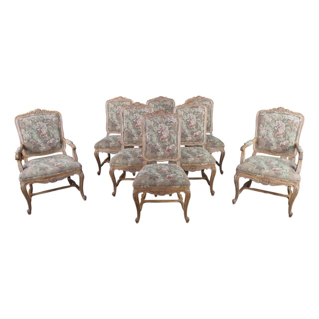 8 Vintage Drexel Heritage Louis XVI Style Walnut Upholstered Dining Chairs For Sale
