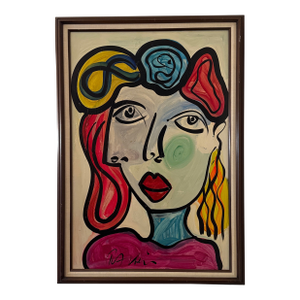 Vintage Abstract Painting by Peter Keil, Framed