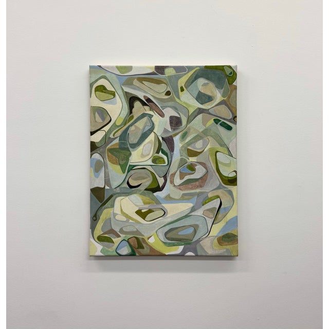 2010s Contemporary Biomorphic Signed Abstract Painting on Canvas For Sale - Image 5 of 6