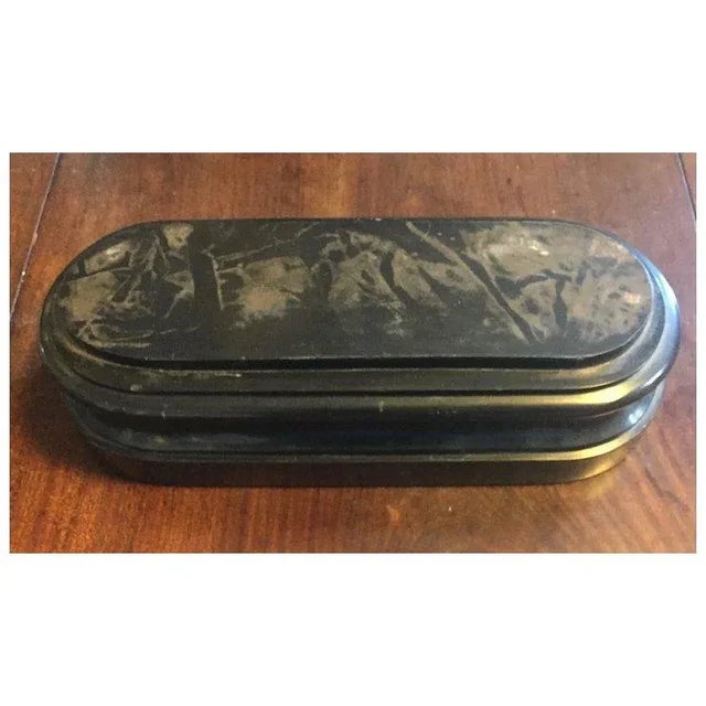 Stone Antique 19th Century English Victorian Oval Black Marble Table Top Display Stand or Socle for a Bronze Sculpture For Sale - Image 7 of 10