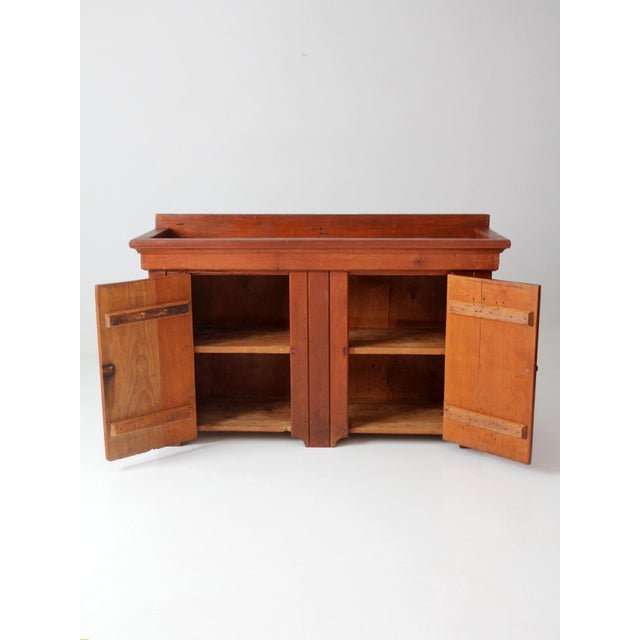 Farmhouse Antique Primitive Wood Dry Sink Cabinet For Sale - Image 3 of 17