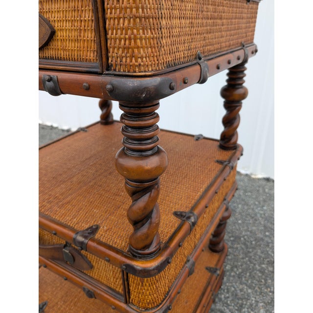 Vintage Theodore Alexander Wicker Rattan Barley Twist Étagère Accent Chest of Drawers For Sale - Image 12 of 17