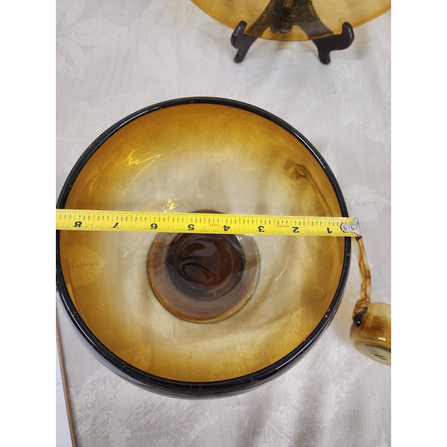 1960s Mid Century Modern Blown Glass Punch Bowl - 3 Pieces For Sale - Image 9 of 11