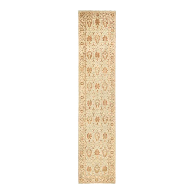Mogul Collection Hand-Knotted Runner - Ivory 2' 7" x 11' 10" For Sale