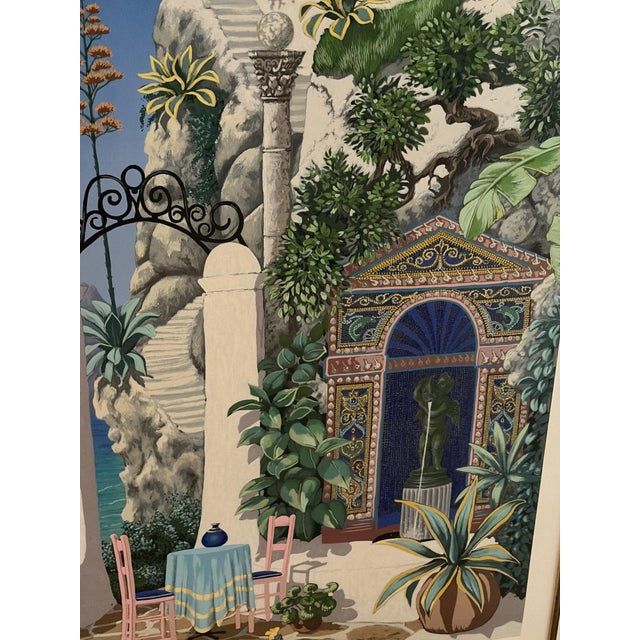 Paper John Kiraly Signed Limited Edition Serigraph 218/250, Mediterranean Cliffside Villa, Framed For Sale - Image 7 of 7