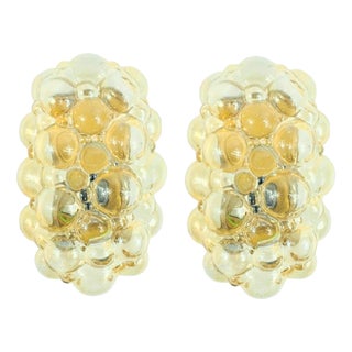Mid-Century Modern Amber Bubble Glass Wall Lamps by Helena Tynell for Limburg, Germany, 1960s, Set of 2 For Sale