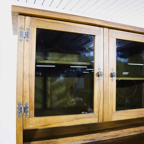 Rustic Wooden Cupboard with Display Top For Sale - Image 4 of 15