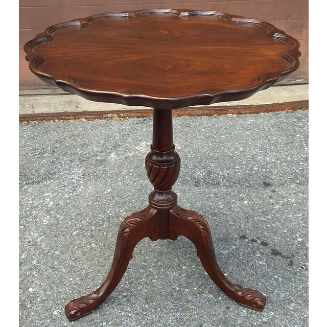 Chippendale Refinished George III Style Mahogany Pie Crust Tea, Wine, Side Table, Circa 1880 For Sale - Image 3 of 11