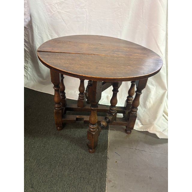 Burnt Umber Diminutive Jacobean Style Oak Gateleg Table, Late 19th Century For Sale - Image 8 of 11