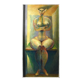 Ed Shewmake (American 1920-2008) Untitled Seated Nude, Large Scale Oil on Canvas For Sale