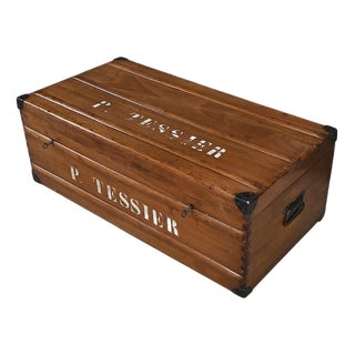 20th Century Mahogany Travel Trunk For Sale