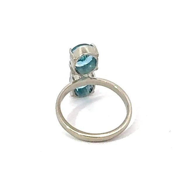 Blue Stunning 925 Silver Twin Ring With December Birthsotne 5.49 Carat Prong Set - Size 6 For Sale - Image 8 of 12