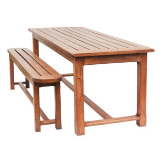 French Provincial Garden Table and Bench, 1980, Set of 2 For Sale
