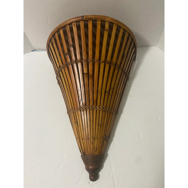 Franco Albini Mid-Century Rattan / Bamboo Wall Shelf Sconce Attributed to Mario Lopez For Sale - Image 4 of 7