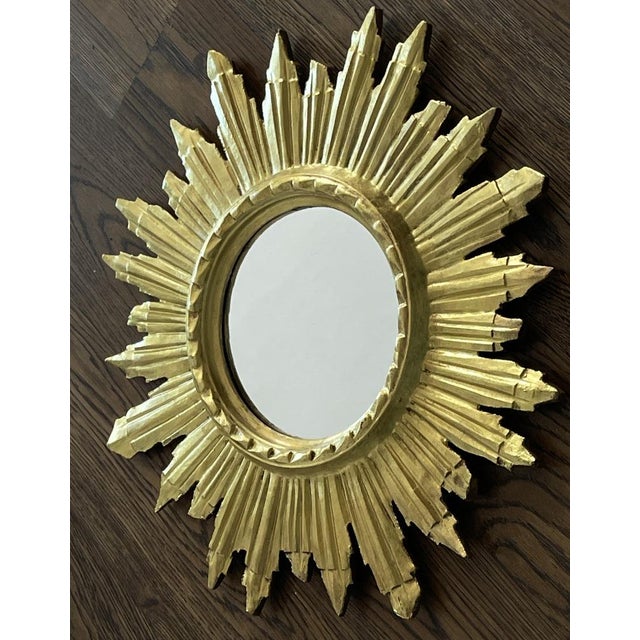 Mid-Century Italian Giltwood Sunburst Mirror, 1960s For Sale - Image 4 of 7