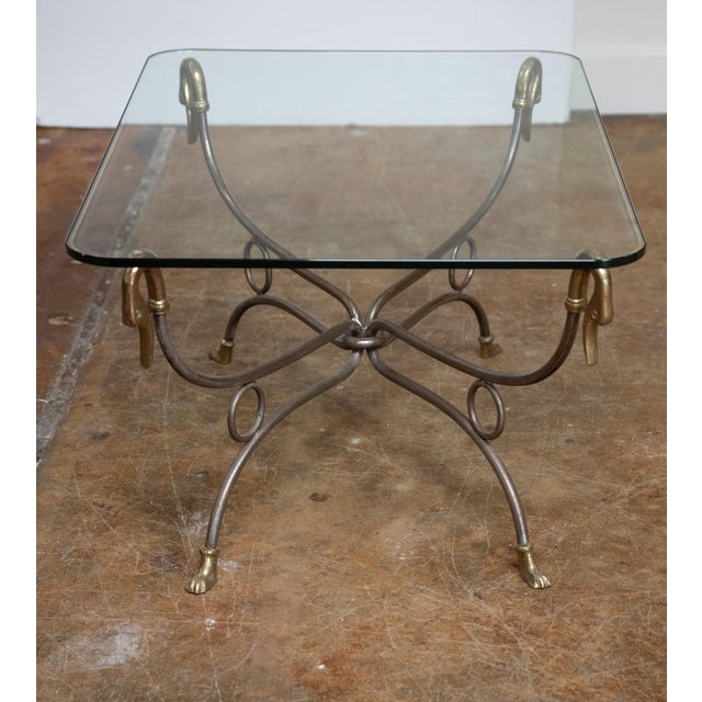 French Mid-Century Coffee or Low Table With Wrought Iron Base and Glass Top For Sale In Austin - Image 6 of 11
