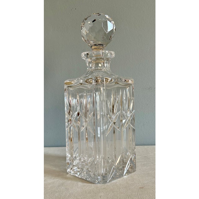 Vintage Atlantis Square Lead Crystal Decanter With Faceted Stopper, 10” For Sale In Philadelphia - Image 6 of 13