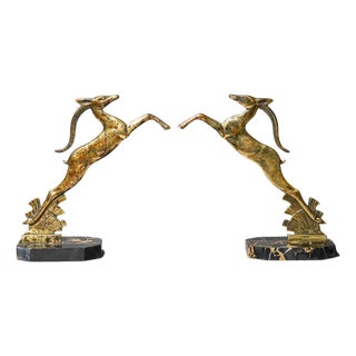 Art Deco Bookends with Gazelles, circa 1930 For Sale