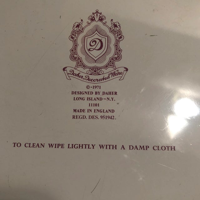 England 1971 Daher Asian Themed Metal Tray Dish For Sale - Image 9 of 12