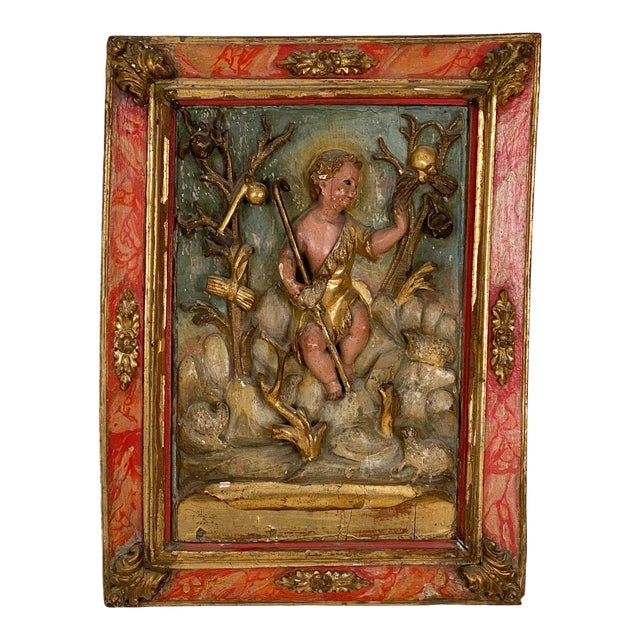 Circa 1750 Spanish Polychrome Wood Carving of St. John Chairish