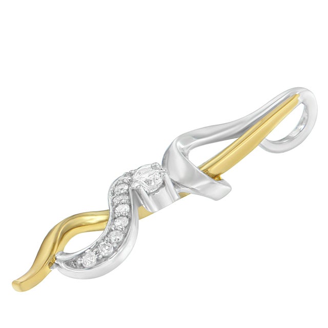 Espira 10K Two-tone Gold 1/5 cttw Diamond Intertwined Swirl Pendant Necklace (J-K, I1-I2) For Sale - Image 4 of 5