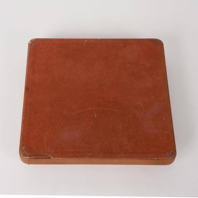 Glass Italian Brass and Faceted Glass Leather Ashtray from Fontana Arte, 1970s For Sale - Image 7 of 8