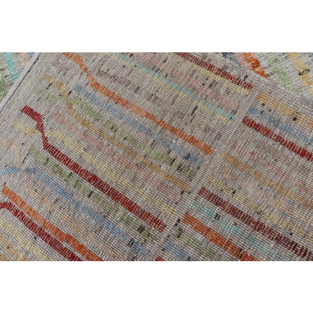 Modern Casual Hand Knotted Piled Runner in Color and Minimalist Modern Design For Sale - Image 9 of 9