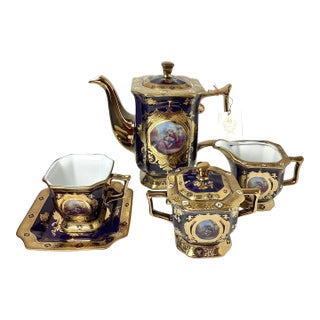 Vintage Imperial Italian Design Limoges Porcelain Set for 6 in Presentation Box- 17 Pieces For Sale