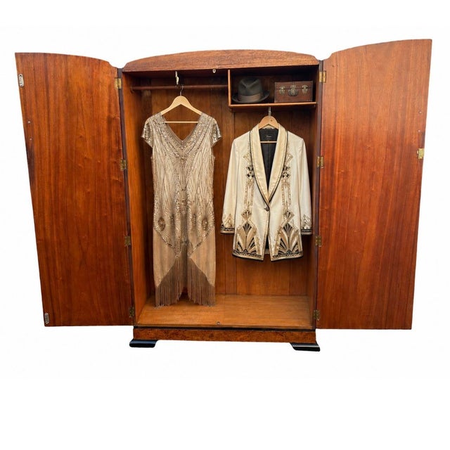 Art Deco Double Wardrobe in Walnut, 1920s For Sale - Image 6 of 10