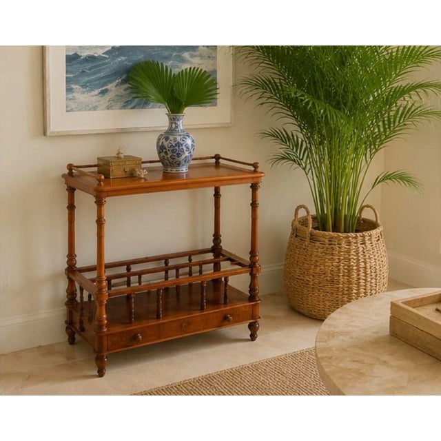 Vintage Burl Wood Canterbury and Etageres Side Table For Sale - Image 12 of 12