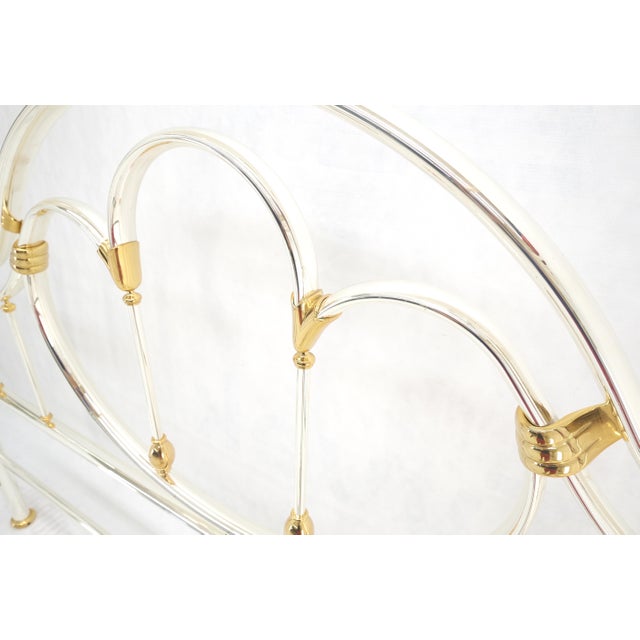 Brass & Silver Plated King Size Hollywood Regency Bed Frame Rails Mid Century For Sale - Image 10 of 12