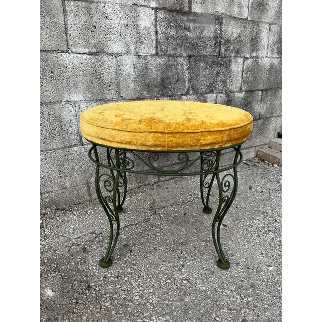 1960s Mid-Century Modern Wrought Iron Vanity Stool. Circa 1960s For Sale - Image 5 of 18