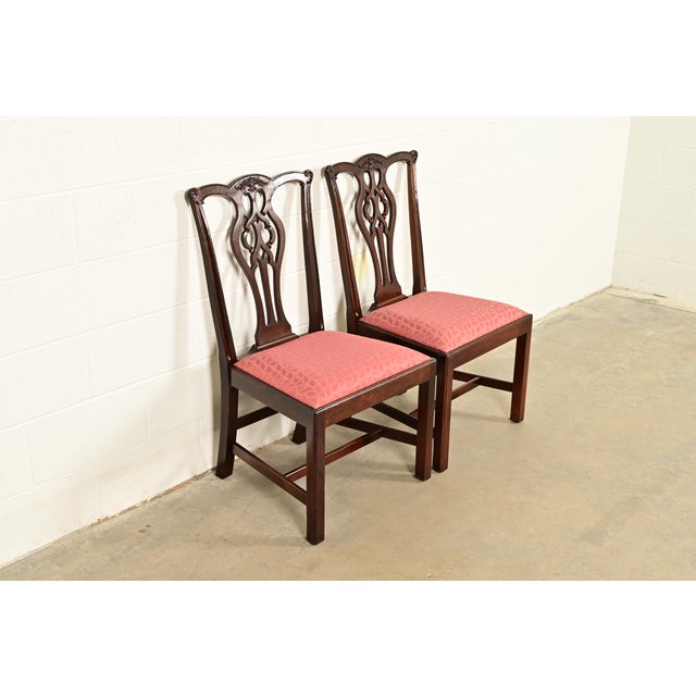 Stickley Georgian Carved Mahogany Side Chairs or Dining Chairs, Pair For Sale - Image 14 of 14