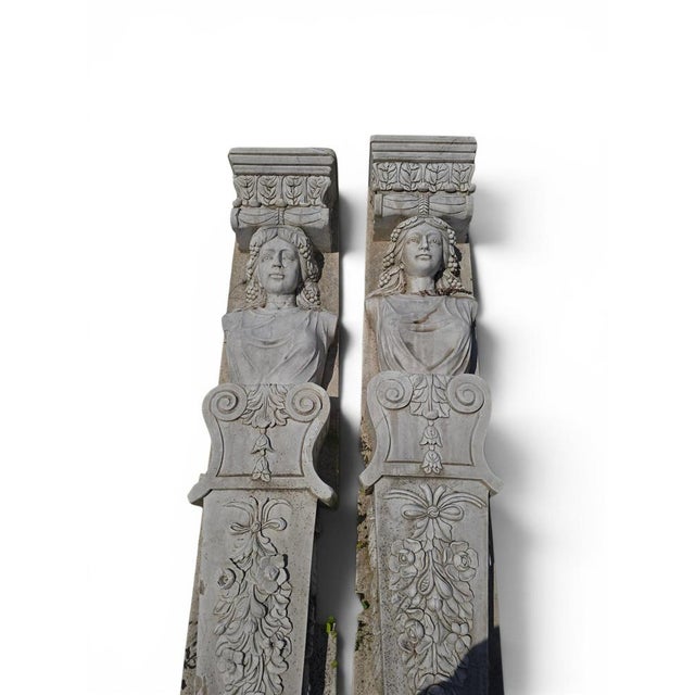 Large Caryatid Sculptures, Late 20th Century, Marble, Set of 2 For Sale - Image 3 of 14