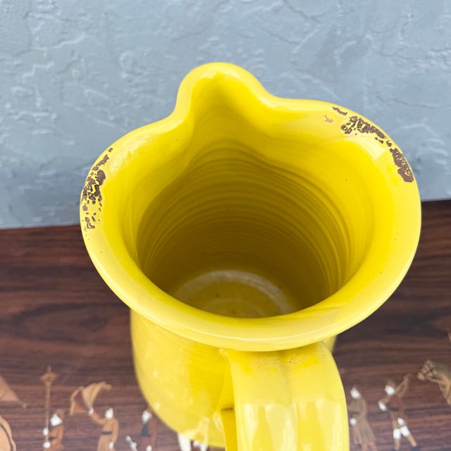 Vintage Italian Hand Made Yellow Pottery Pitcher | Chairish