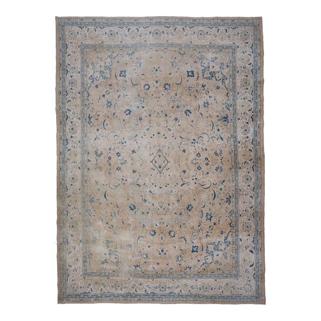 1970s Vintage Persian Handmade Wool Cotton Area Rug For Sale