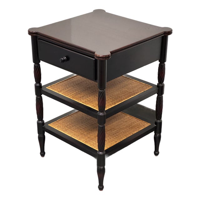 Colonial Revival Turned Leg Cane Side Table For Sale