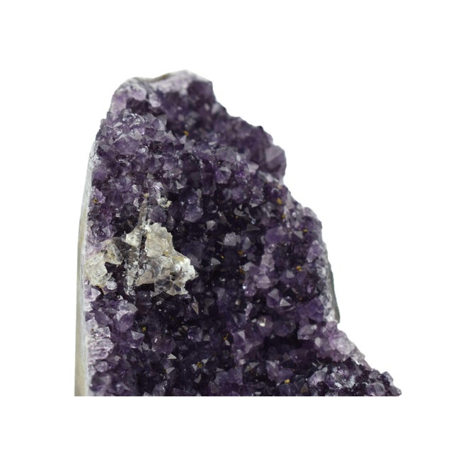 Gemstone Natural Purple Amethyst Quartz Crystal Geode Mineral Specimen Cluster Stone Display Piece For Sale - Image 7 of 9
