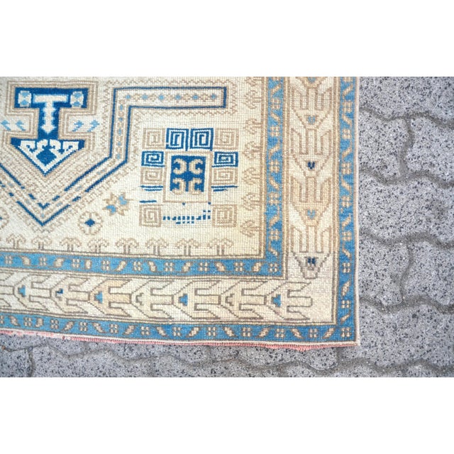 Tan Vintage Geometric Turkish Wool Rug For Sale - Image 8 of 11