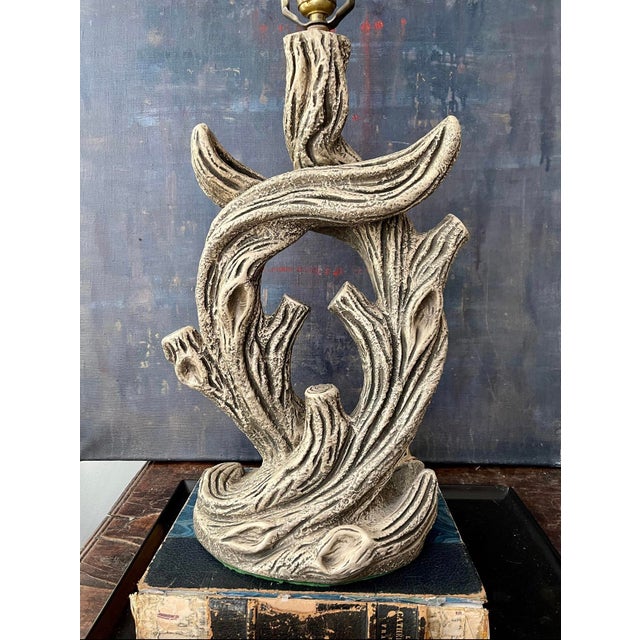 Mid Century Faux Bois Chalkware Table Lamp For Sale - Image 4 of 9