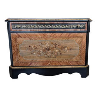 Vintage Chest of Drawers with Blockboard and Brass Inlays, 1950s For Sale