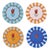 Jardin Striped Tulip Multicolor Embroidered Linen Coasters, Set of 4 For Sale