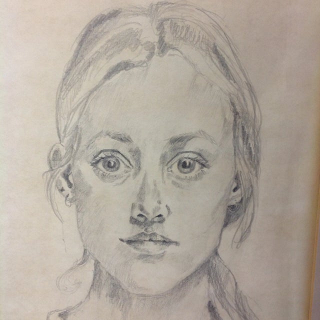Portraiture 1978 Young Girl Portrait Drawing For Sale - Image 3 of 4